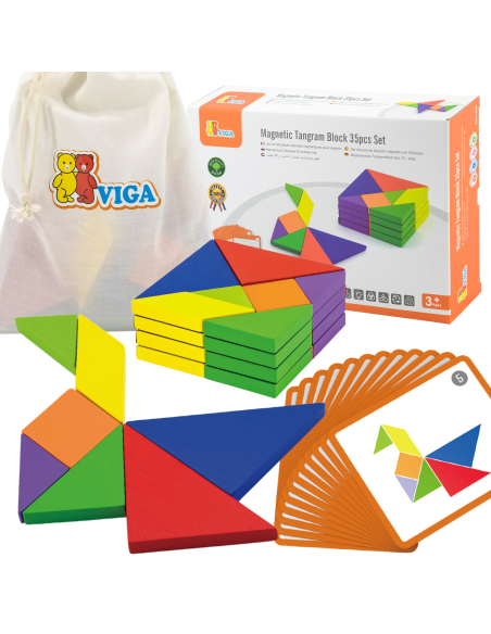 VIGA Tangram medinis loginis žaidimas Dėlionė sertifikuota FSC