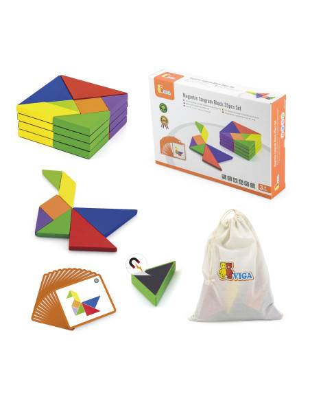 VIGA Tangram medinis loginis žaidimas Dėlionė sertifikuota FSC