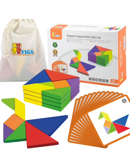 VIGA Tangram medinis loginis žaidimas Dėlionė sertifikuota FSC