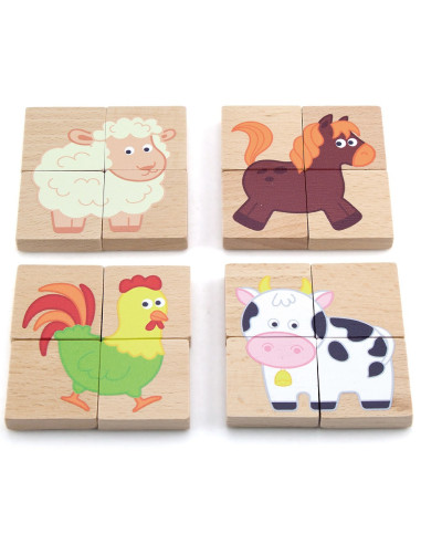 VIGA Medinė magnetinė dėlionė "Animals Jigsaw Puzzle" FSC sertifikuota