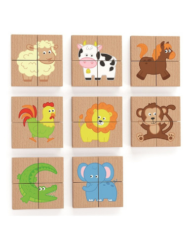 VIGA Medinė magnetinė dėlionė "Animals Jigsaw Puzzle" FSC sertifikuota
