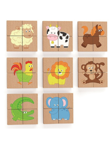 VIGA Medinė magnetinė dėlionė "Animals Jigsaw Puzzle" FSC sertifikuota