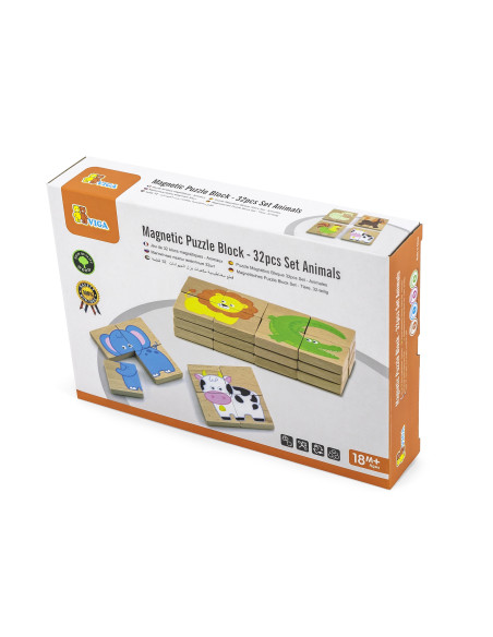 VIGA Medinė magnetinė dėlionė "Animals Jigsaw Puzzle" FSC sertifikuota
