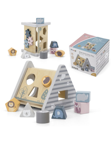 VIGA PolarB Wooden sorter with pyramid blocks Puzzle