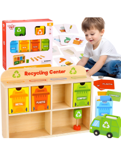 TOOKY TOY Wooden Recycling Center Educational Sorter