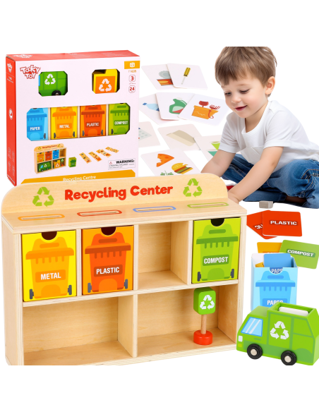 TOOKY TOY Wooden Recycling Center Educational Sorter