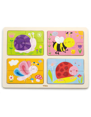 VIGA Wooden Puzzle Insects 4 in 1