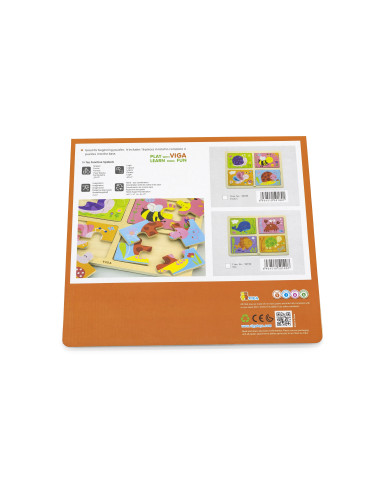VIGA Wooden Puzzle Insects 4 in 1