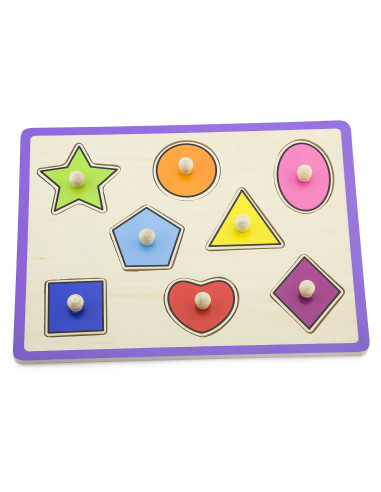 VIGA Wooden Colorful Puzzle with Pins Shapes