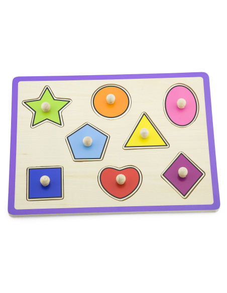 VIGA Wooden Colorful Puzzle with Pins Shapes