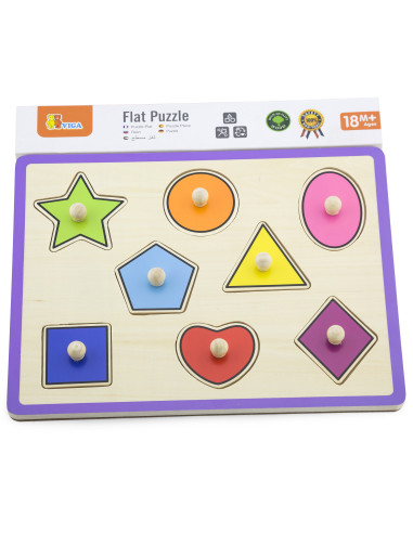VIGA Wooden Colorful Puzzle with Pins Shapes