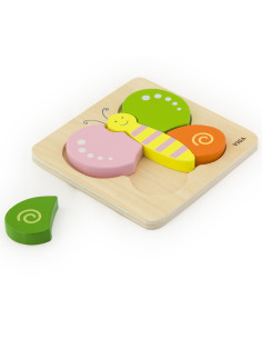 VIGA Pirmoji kūdikio medinė dėlionė drugelis