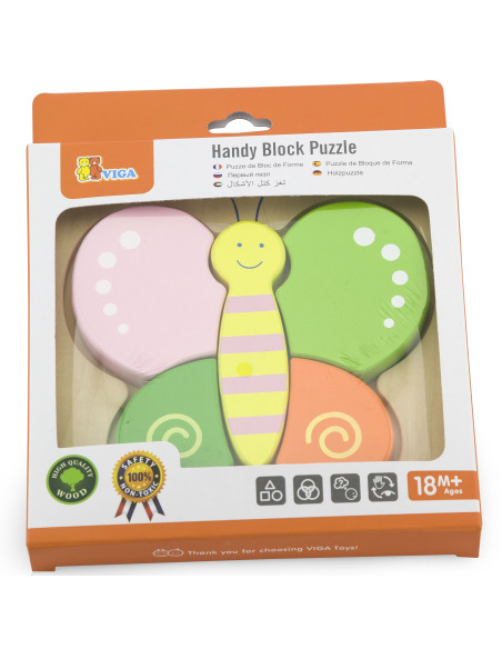 VIGA Pirmoji kūdikio medinė dėlionė drugelis
