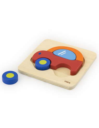 VIGA Pirmasis kūdikio medinis dėlionės automobilis