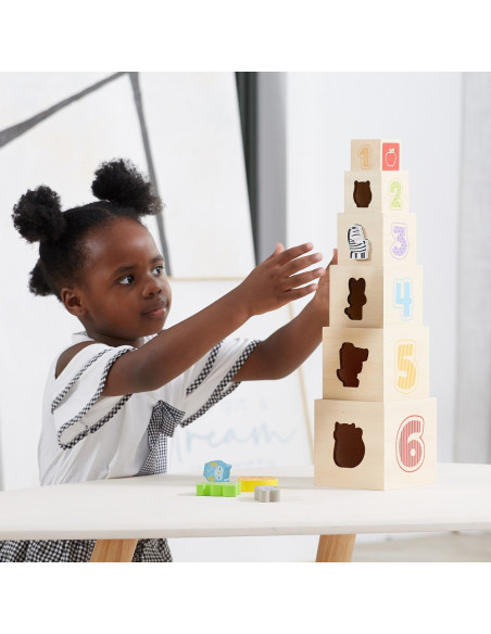 VIGA Wooden Pyramid Puzzle Blocks Sorter Montessori