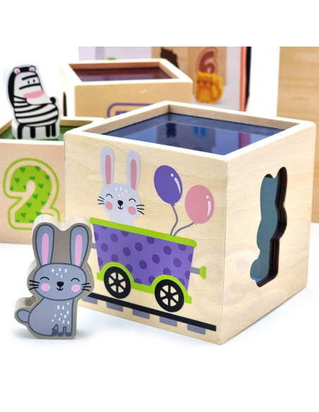 Набор деревянных пирамидальных блоков-сортировщиков VIGA по методике Монтессори