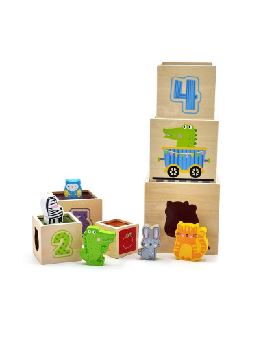 VIGA Wooden Pyramid Puzzle Blocks Sorter Montessori