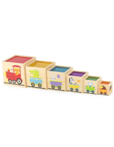VIGA Wooden Pyramid Puzzle Blocks Sorter Montessori