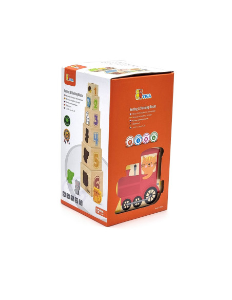 VIGA Wooden Pyramid Puzzle Blocks Sorter Montessori