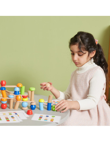 VIGA Wooden Geometric Blocks Puzzle 52 pcs.