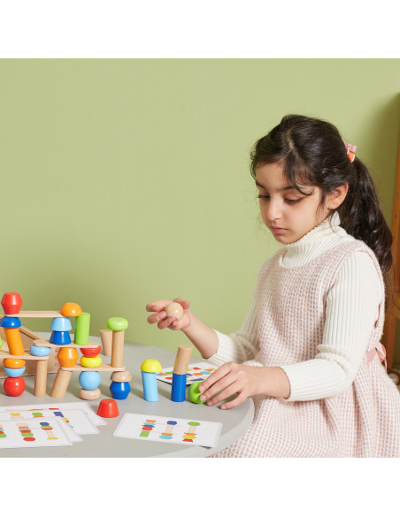 VIGA Wooden Geometric Blocks Puzzle 52 pcs.