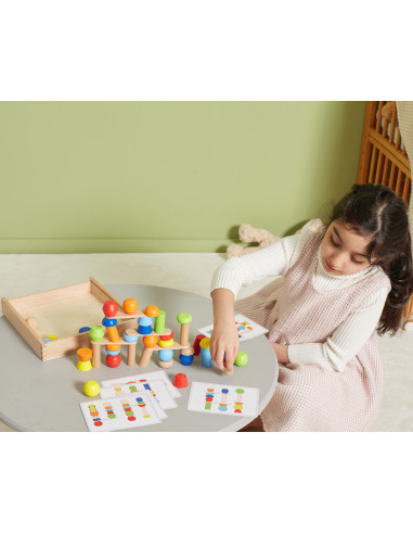 VIGA Wooden Geometric Blocks Puzzle 52 pcs.