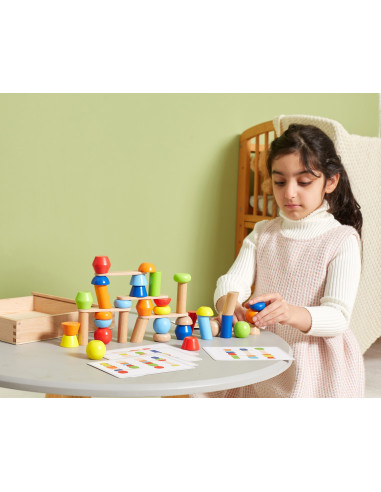 VIGA Wooden Geometric Blocks Puzzle 52 pcs.