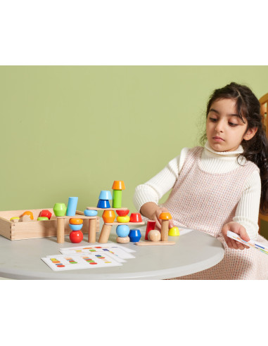 VIGA Wooden Geometric Blocks Puzzle 52 pcs.