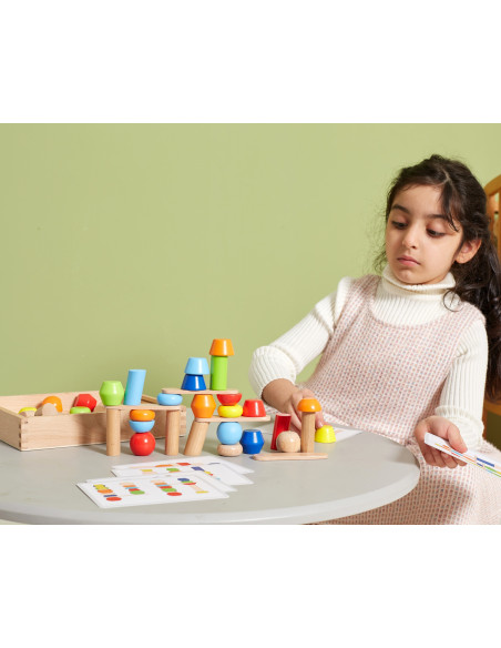 VIGA Wooden Geometric Blocks Puzzle 52 pcs.