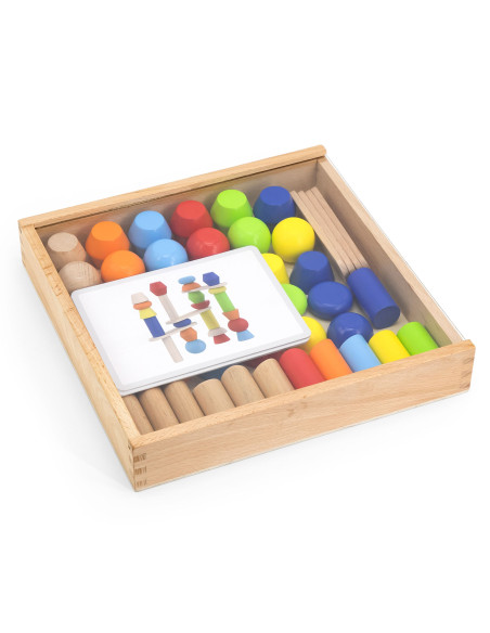 VIGA Wooden Geometric Blocks Puzzle 52 pcs.