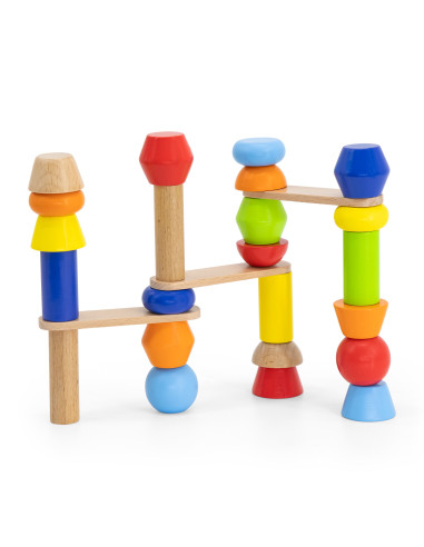 VIGA Wooden Geometric Blocks Puzzle 52 pcs.