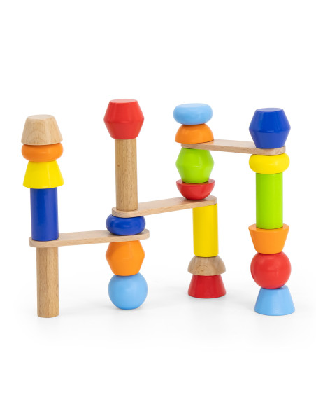 VIGA Wooden Geometric Blocks Puzzle 52 pcs.