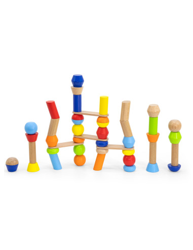 VIGA Wooden Geometric Blocks Puzzle 52 pcs.