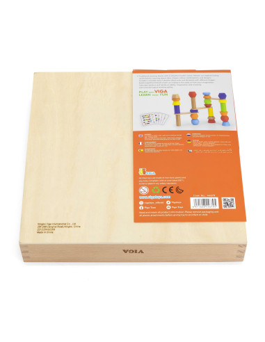 VIGA Wooden Geometric Blocks Puzzle 52 pcs.