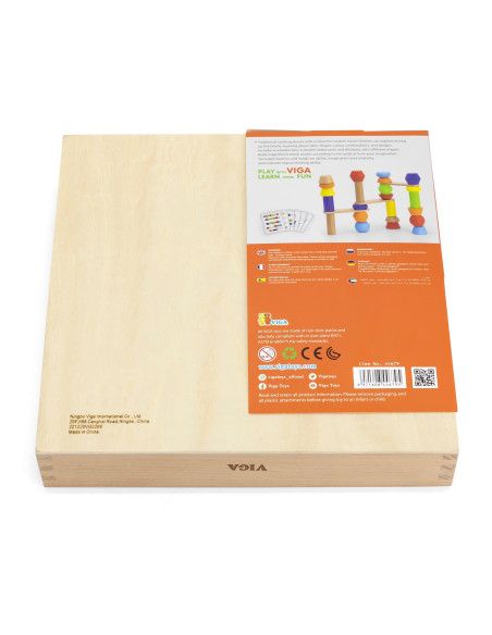 VIGA Wooden Geometric Blocks Puzzle 52 pcs.