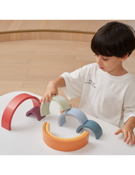 VIGA PolarB Medinė vaivorykštės dėlionė Kūrybinės Montessori kaladėlės