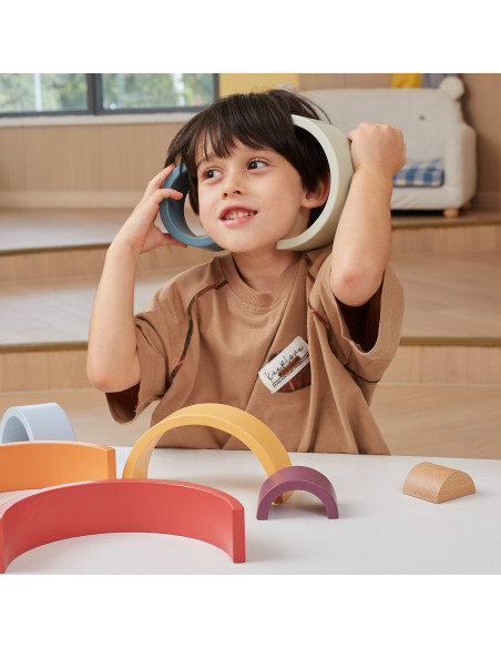 VIGA PolarB Medinė vaivorykštės dėlionė Kūrybinės Montessori kaladėlės