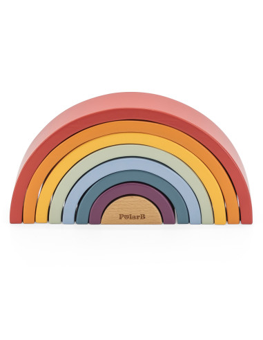 VIGA PolarB Medinė vaivorykštės dėlionė Kūrybinės Montessori kaladėlės