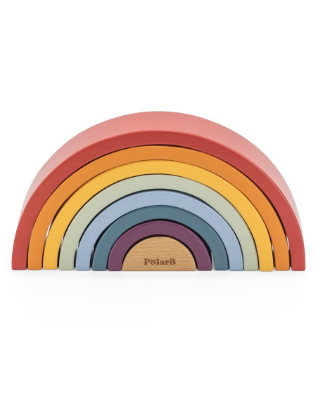 VIGA PolarB Medinė vaivorykštės dėlionė Kūrybinės Montessori kaladėlės
