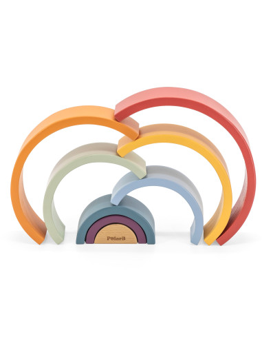 VIGA PolarB Medinė vaivorykštės dėlionė Kūrybinės Montessori kaladėlės