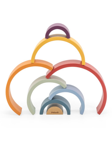 VIGA PolarB Medinė vaivorykštės dėlionė Kūrybinės Montessori kaladėlės