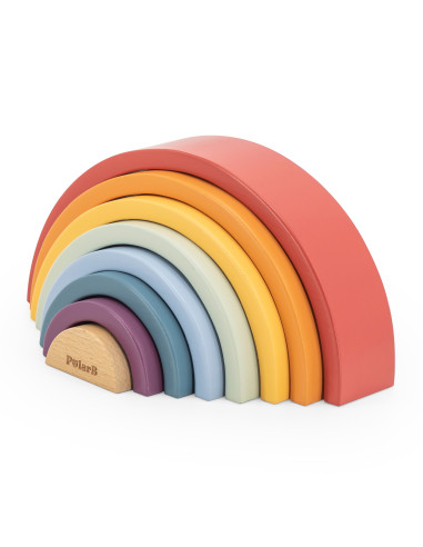 VIGA PolarB Medinė vaivorykštės dėlionė Kūrybinės Montessori kaladėlės