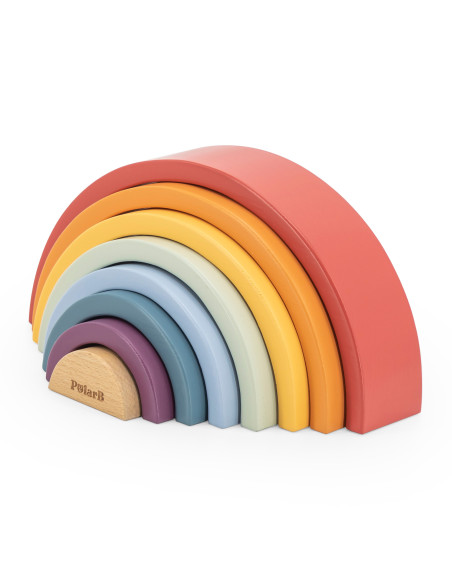 VIGA PolarB Medinė vaivorykštės dėlionė Kūrybinės Montessori kaladėlės