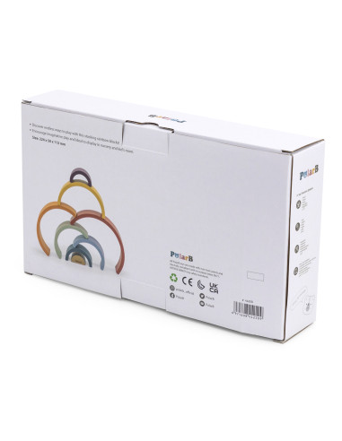 VIGA PolarB Medinė vaivorykštės dėlionė Kūrybinės Montessori kaladėlės