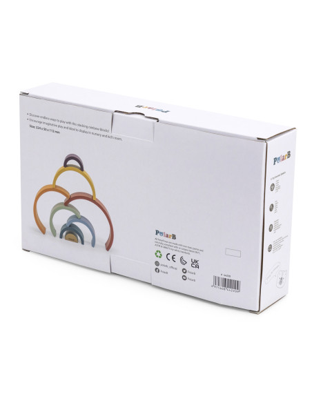 VIGA PolarB Medinė vaivorykštės dėlionė Kūrybinės Montessori kaladėlės