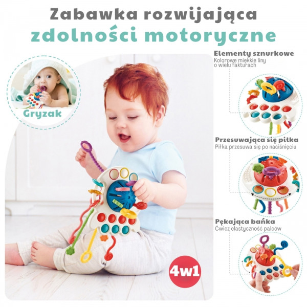 WOOPIE BABY Sensorinis žaislas Montessori kramtukas, daugiafunkcinis 0+ WOOPIE BABY Sensorinis žaislas Montessori kramtukas, daugiafunkcinis 0+