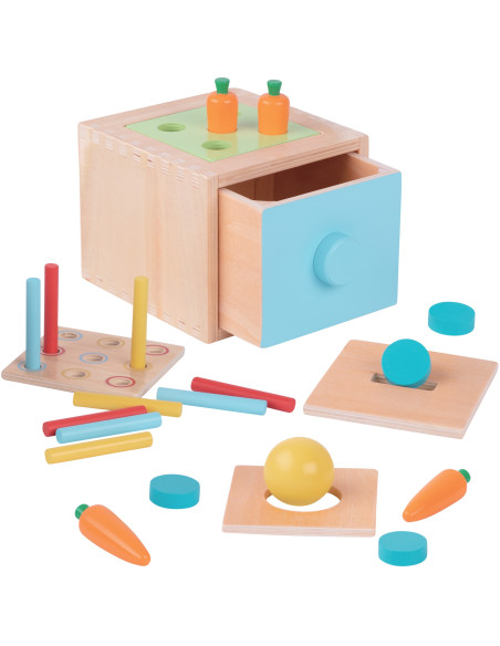 WOOPIE GREEN Wooden Educational Drawer 4-in-1 Montessori Sorter Carrot Game FSC