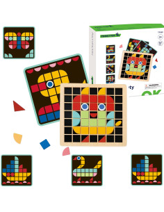 TOOKY TOY Medinė mozaika Montessori dėlionė