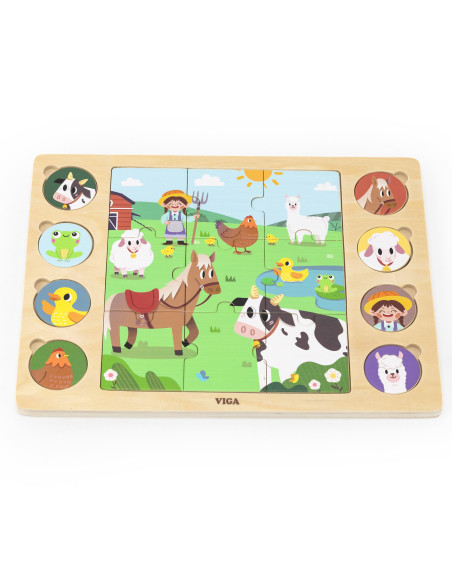 VIGA Medinė dėlionė "Atspėk šešėlį" - Ūkio dėlionė 17 dalių