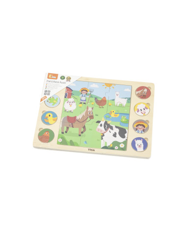 VIGA Medinė dėlionė "Atspėk šešėlį" - Ūkio dėlionė 17 dalių